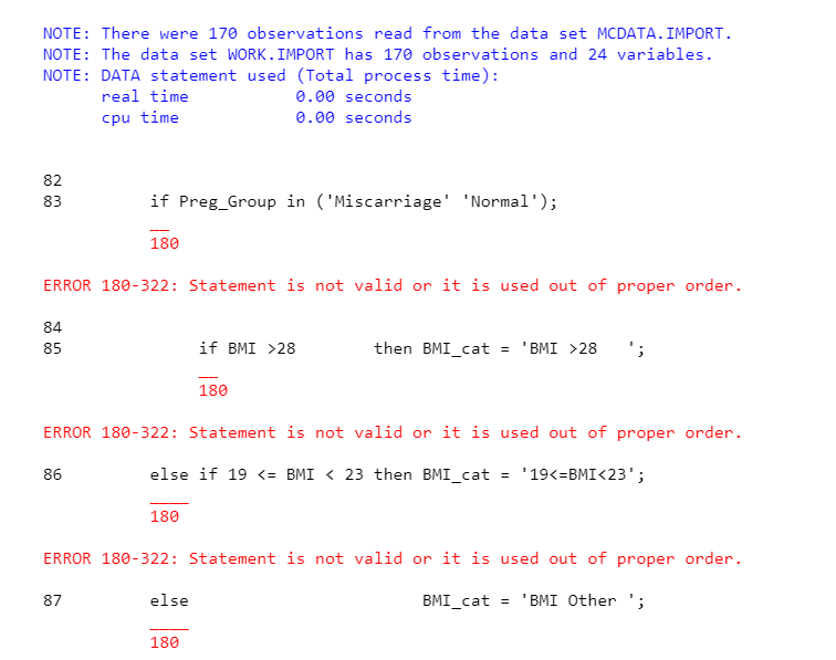 Solved ERROR 180322 Statement is not valid or it is used out of