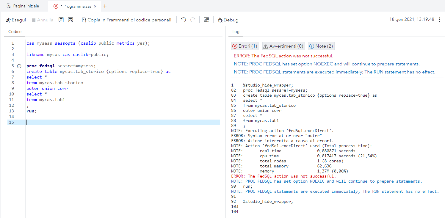 How to append CAS tables with different columns SAS Support Communities