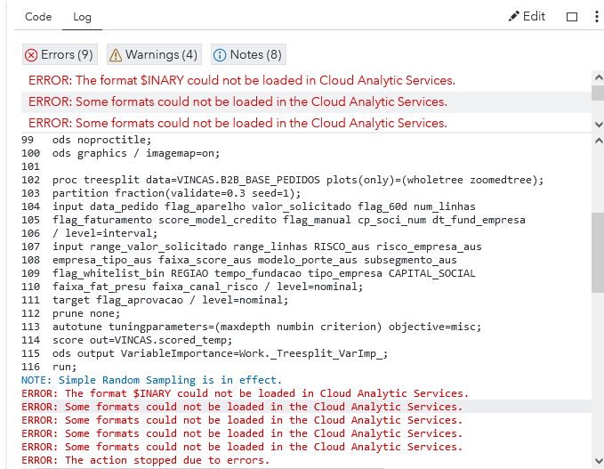 Solved Some formats could not be loaded in the CAS. SAS Support Communities
