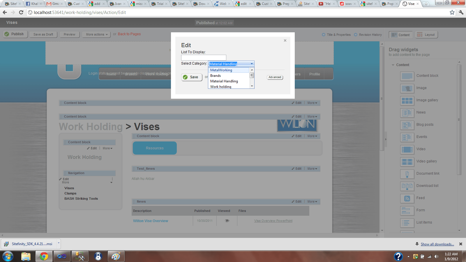 Can't set SelectedItem in in a User Control Sitefinity