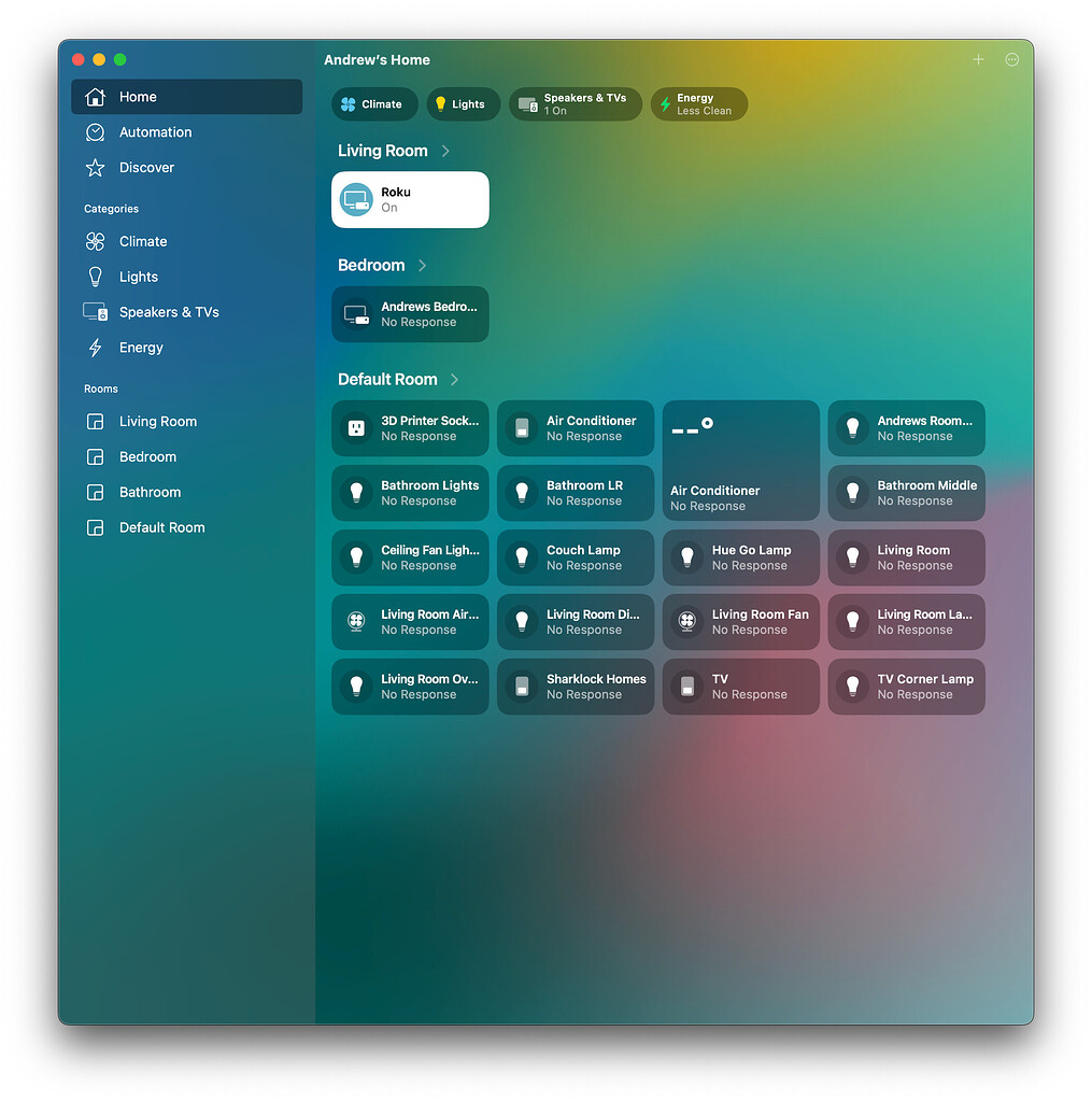 Multiple different brands of devices showing unavailable in Apple Home