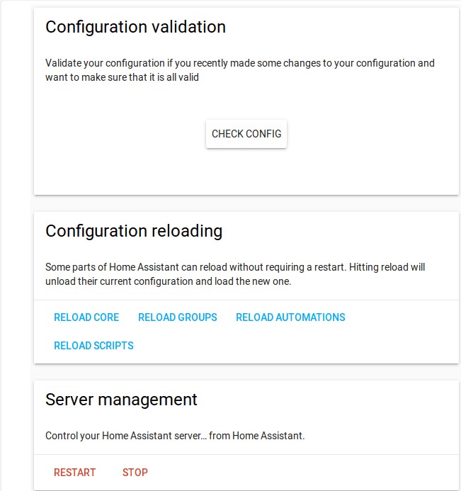 Configuration Server Control Information Frontend Home Assistant