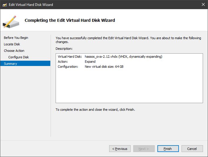 Expand Hassio.vhdx file and Create New HASSIO VM in HyperV Installation Home Assistant