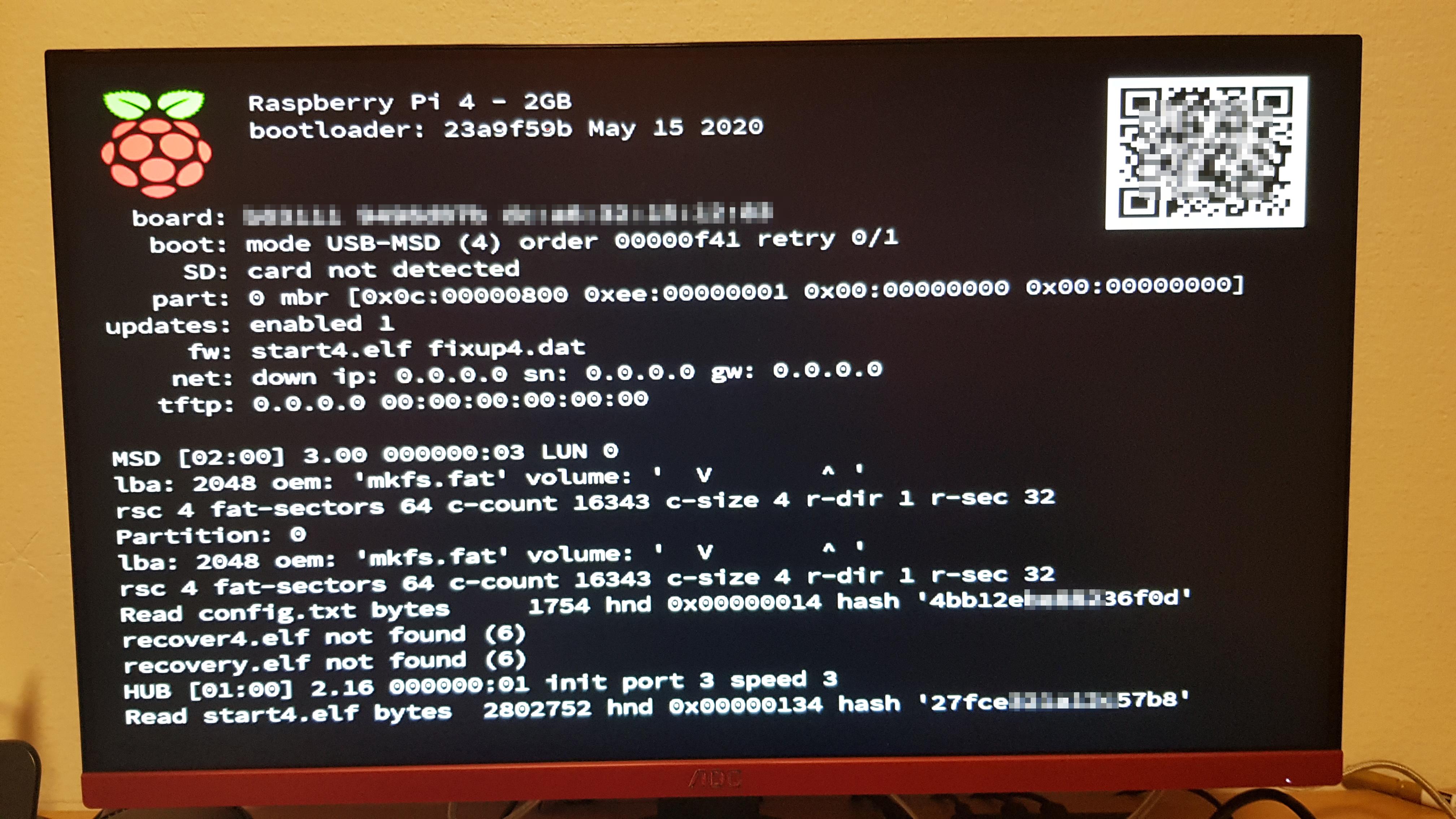 Error Native USB Boot without SD card for the Raspberry Pi4 (SSD Boot