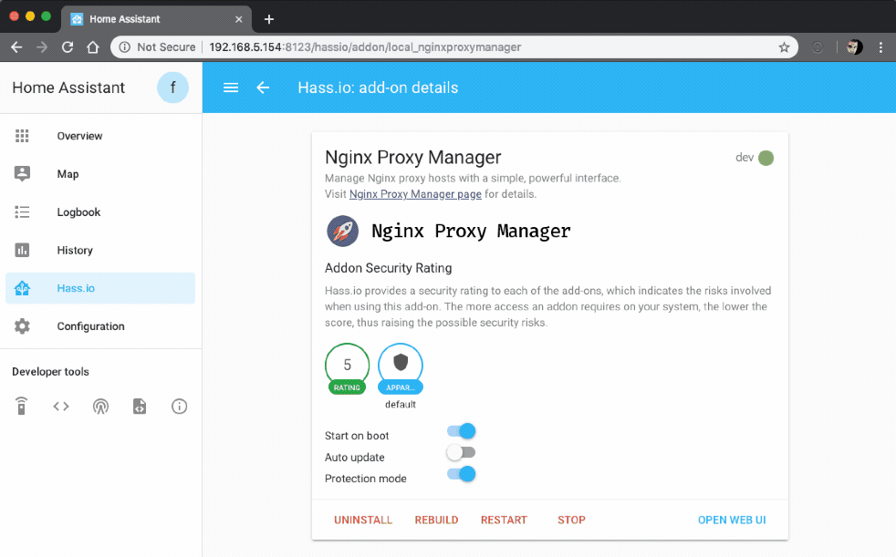 Home Assistant Community Addon Nginx Proxy Manager