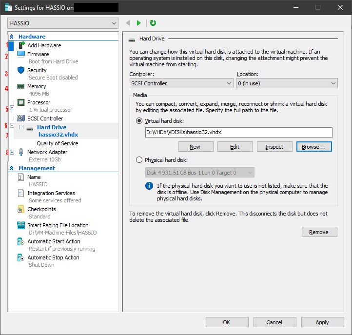 Expand Hassio.vhdx file and Create New HASSIO VM in HyperV Installation Home Assistant