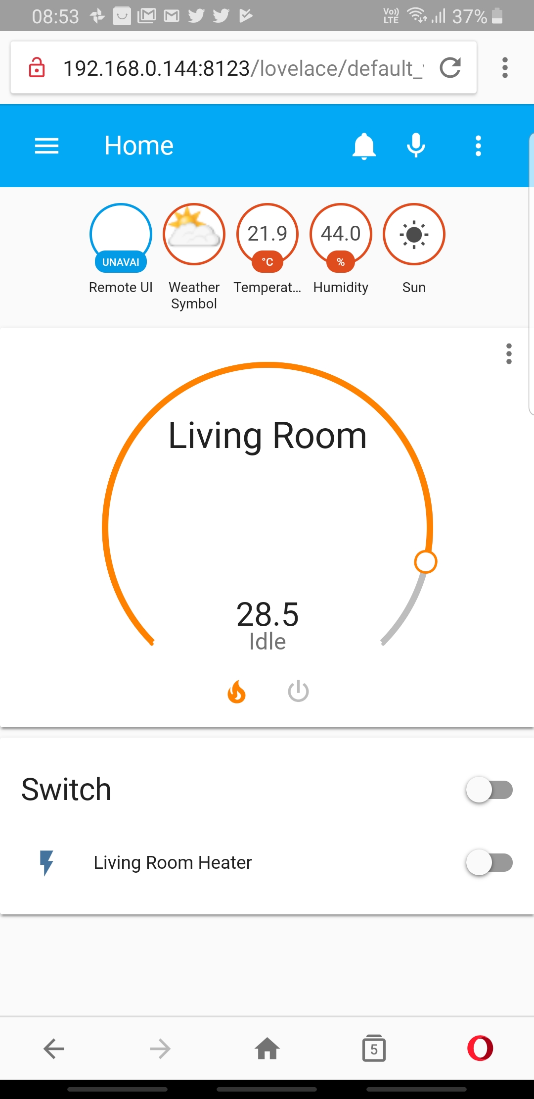 Integrate temperature slider with relay and stat Configuration Home