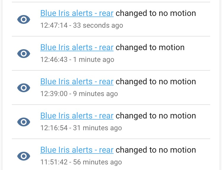 MQTT sensor set by Blue Iris losing entries from logbook