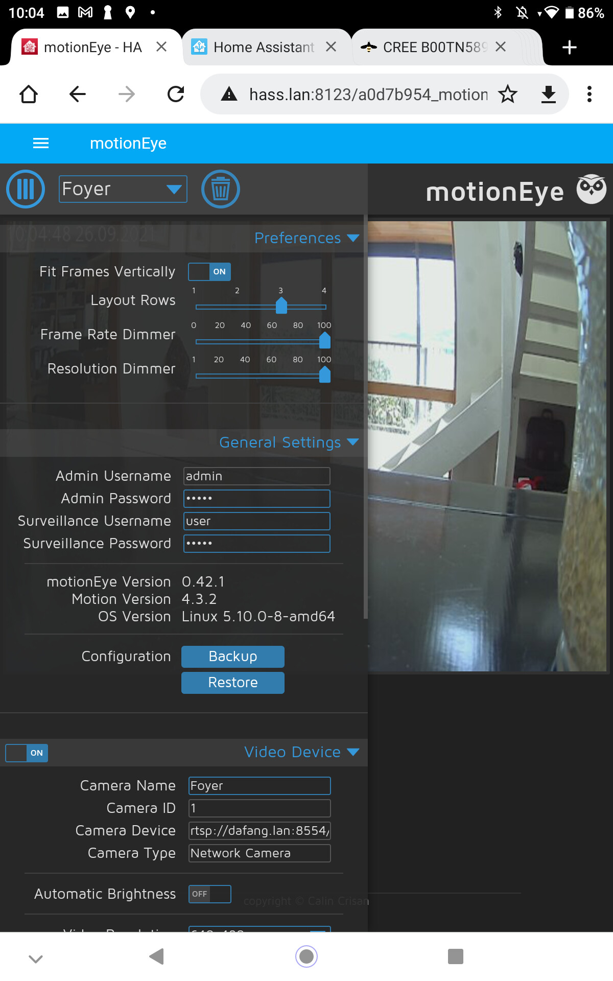Home Assistant Community Addon motionEye Home Assistant OS Home
