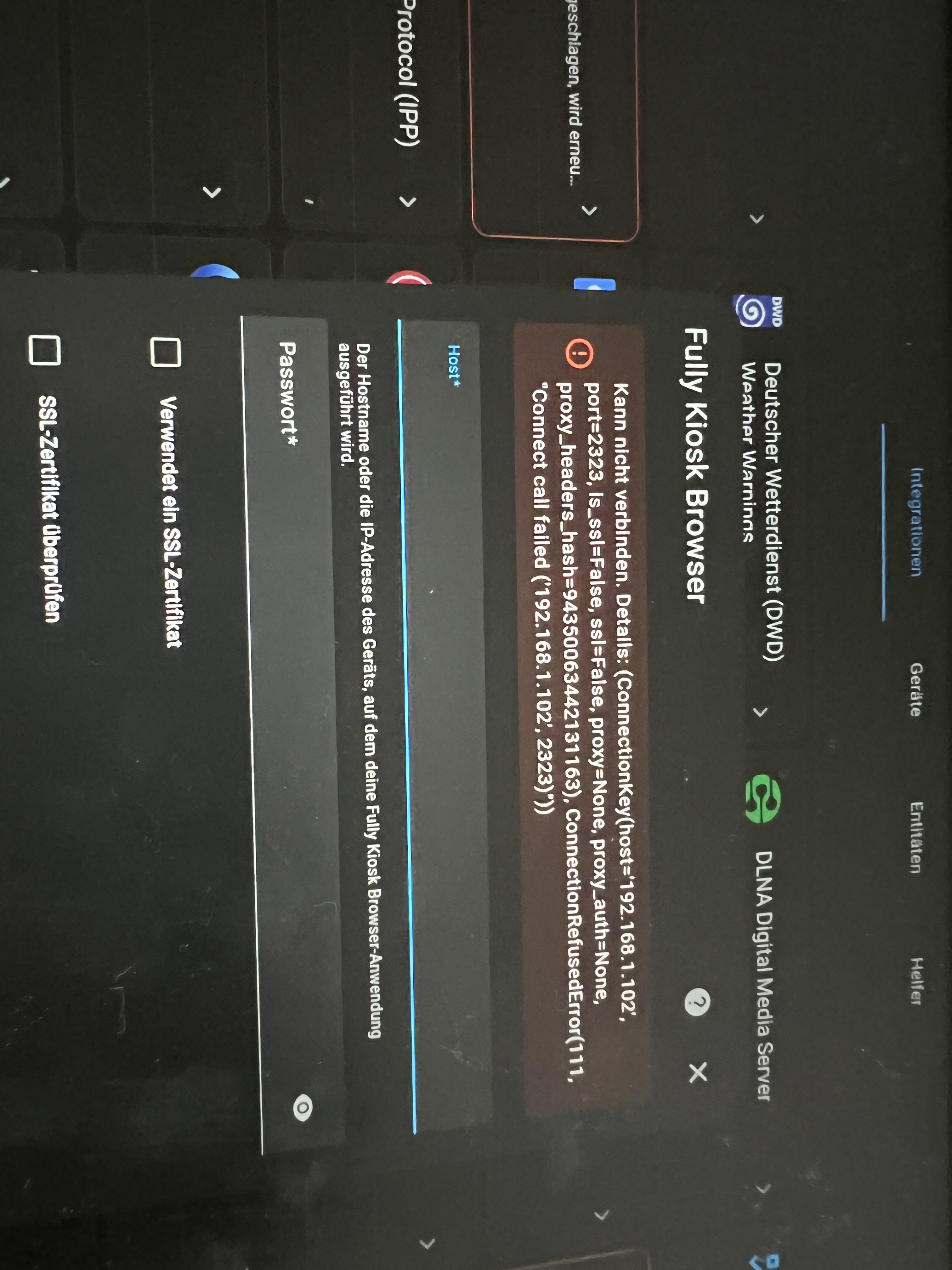 Integration Fully Kiosk Browser into Home Assistant doesn’t work