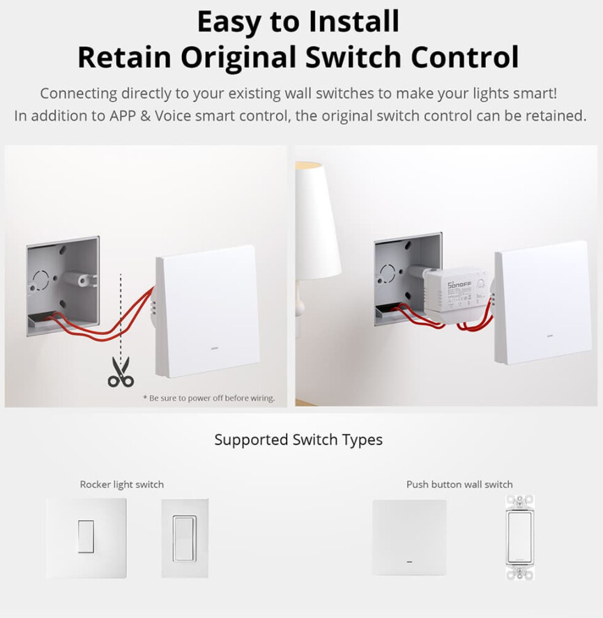 SONOFF ZBMINIL Zigbee 3.0 Smart Switch by ITead works without neutral