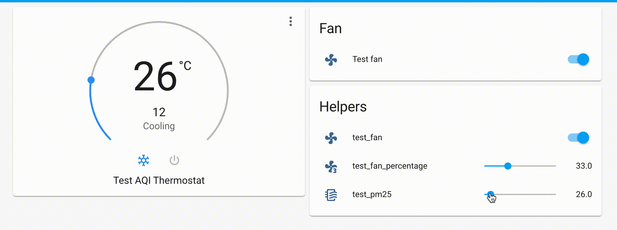 How can I set up a thermostat with different thresholds to control fan