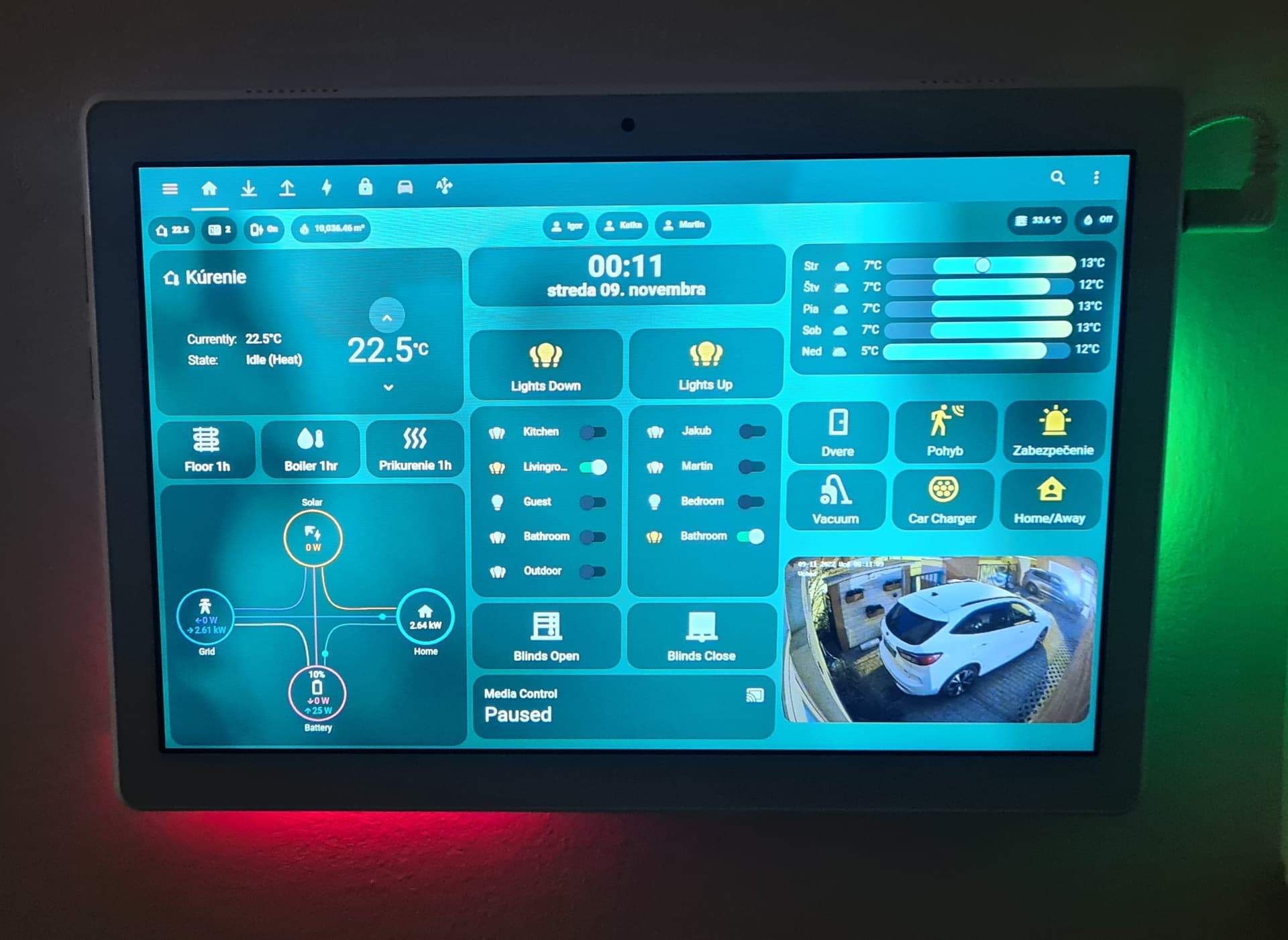 Wall dashboard ambilight for notifications and entity states using WLED
