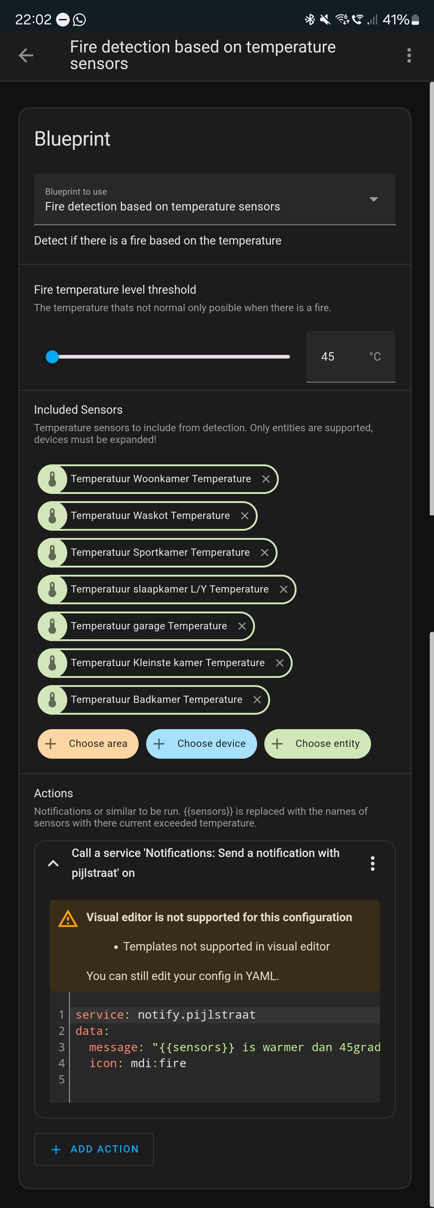 Detect fire based on the temperature sensors Blueprints Exchange