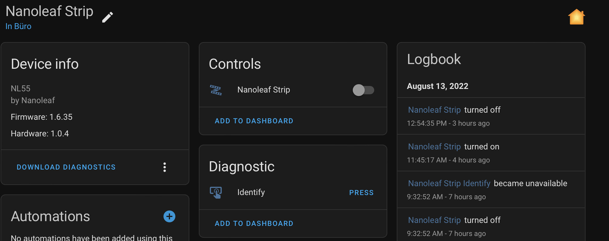 Nanoleaf Essentials over Homekit Controller Configuration Home