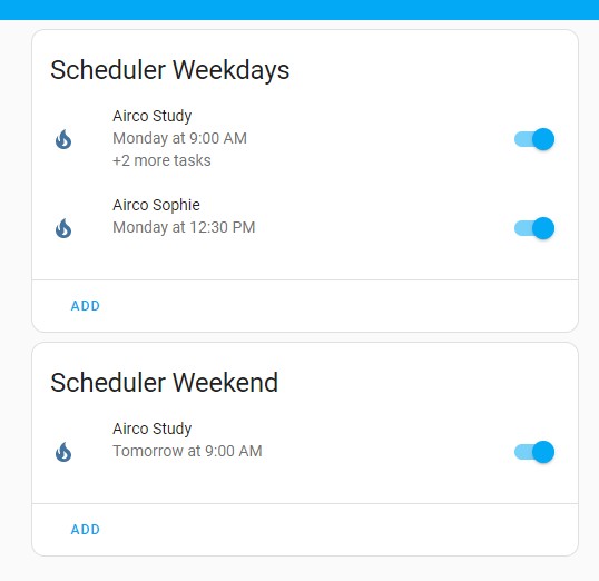 Scheduler card/custom component Dashboards & Frontend Home