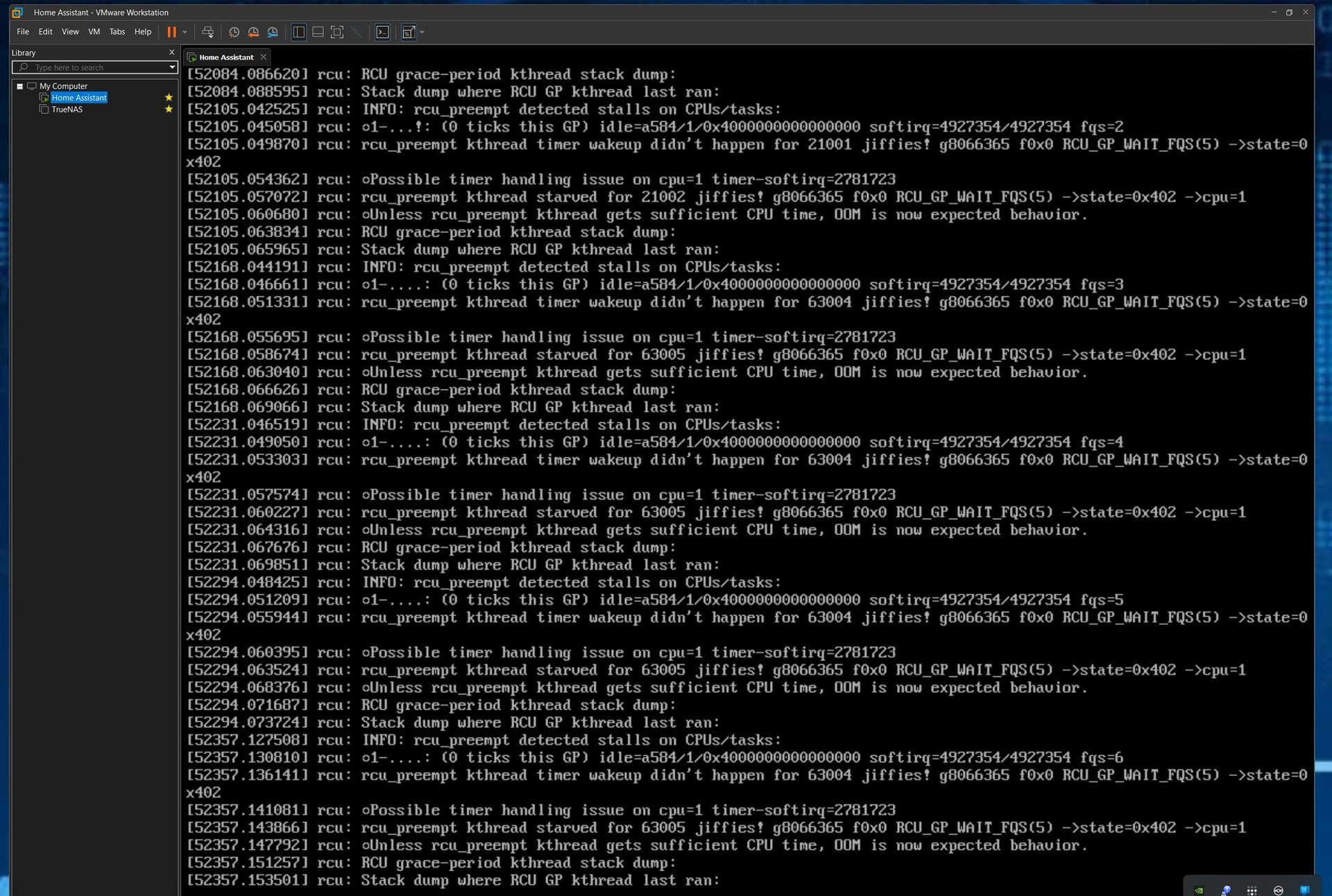 Home Assistants errors with VMware Workstation 17.5 Pro - Hardware