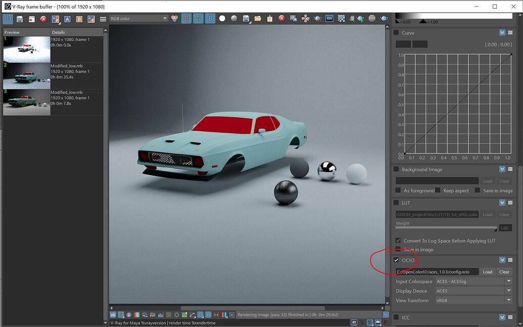 Using ACES with VRAY, MAYA and Substance Painter (First