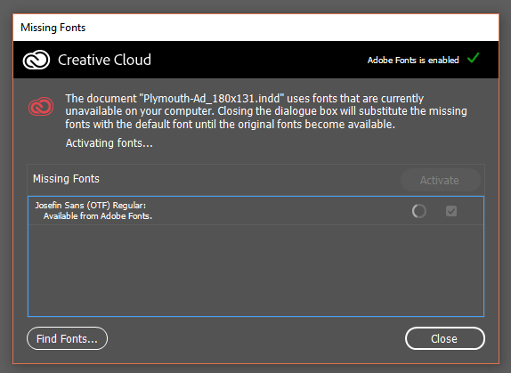 Solved Missing fonts will not activate Adobe Support