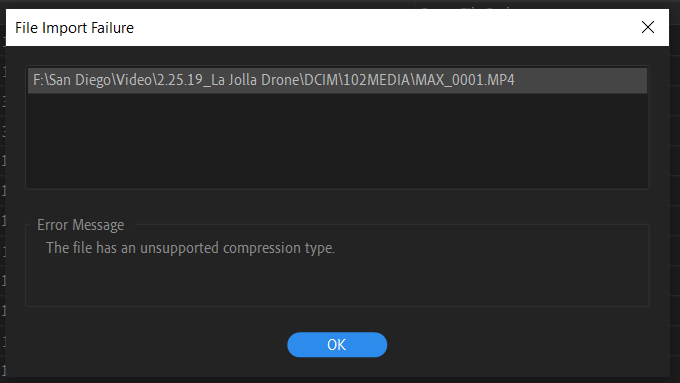 Adobe Premiere Pro Unsupported Compression Type