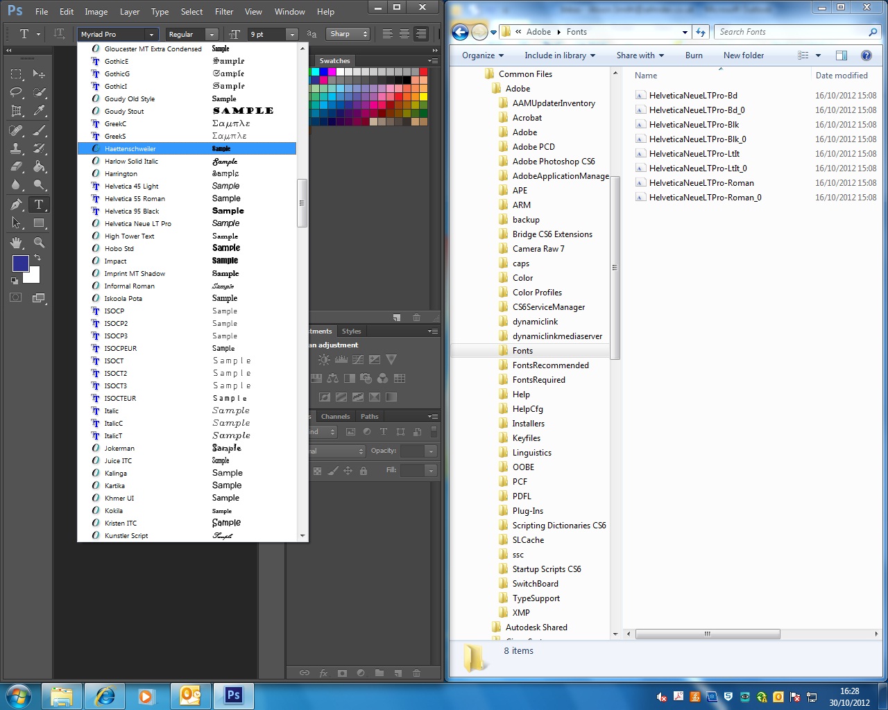 Solved Windows Fonts not showing in CS6 Adobe