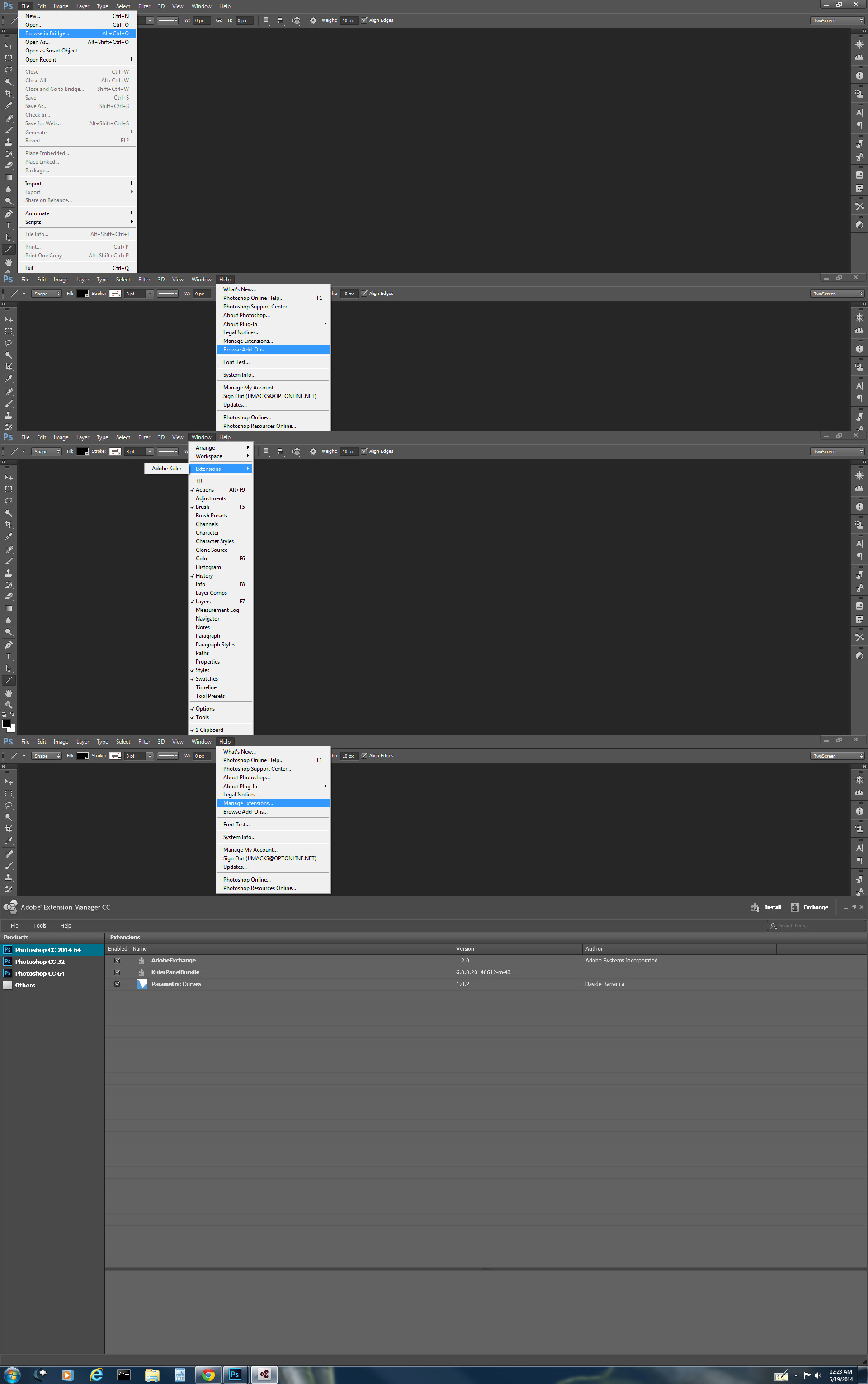 (2014) Extensions greyed out, extension Adobe Community