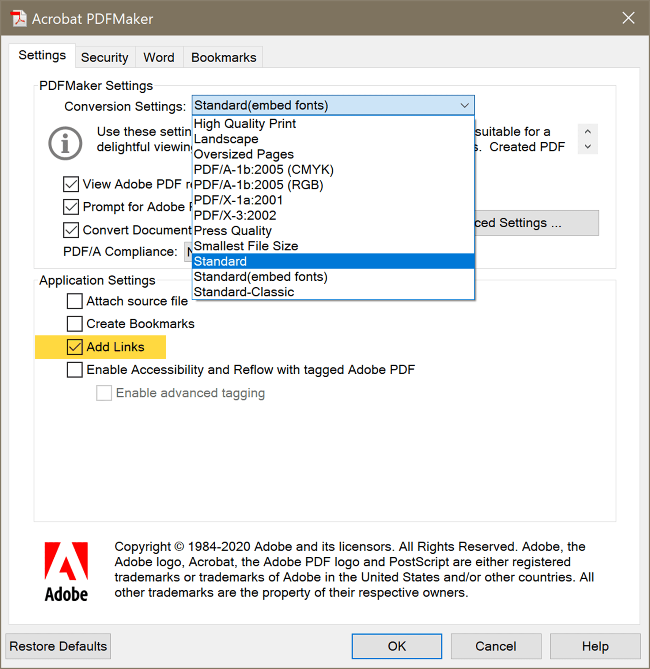 Solved hyperlinks from MS Word not working in PDF Adobe Support