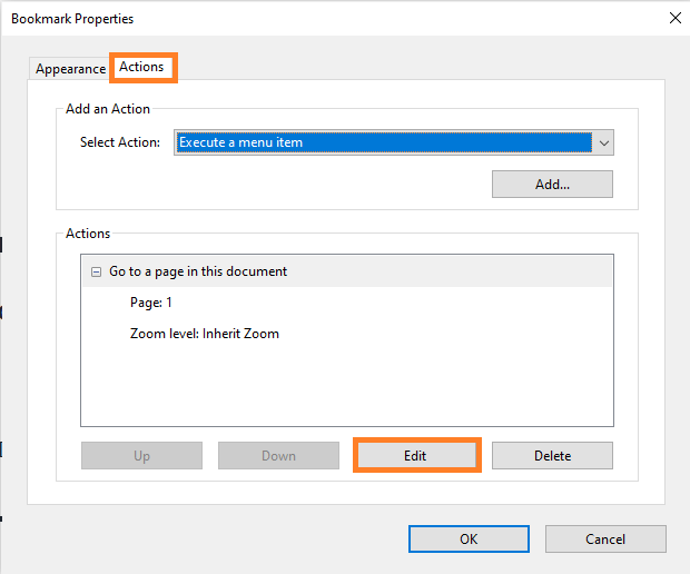 Set the default zoom level for bookmarks Adobe Community 11355163