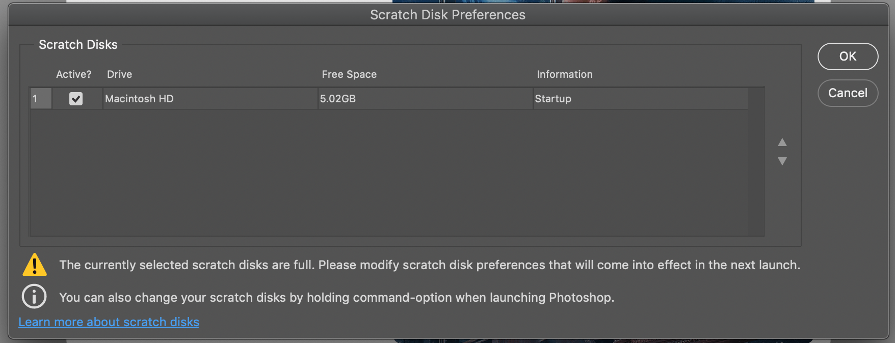 SCRATCH DISKS FULL SOS Adobe Support Community 11362840