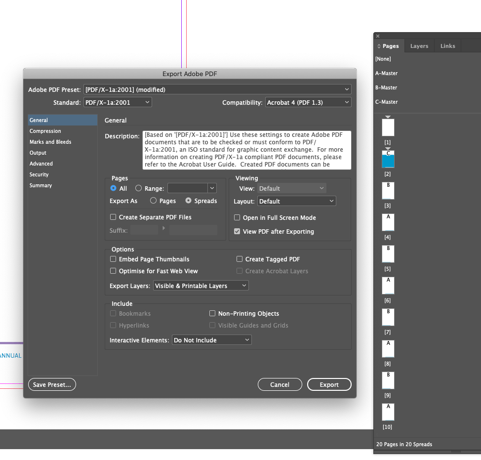 Solved InDesign won't export single pages to spreads as a... Adobe