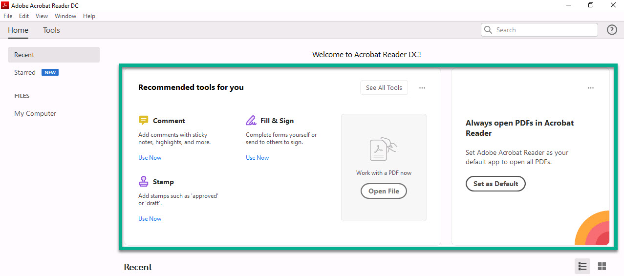 Reader DC Disable Home screen to Acrobat... Adobe Community