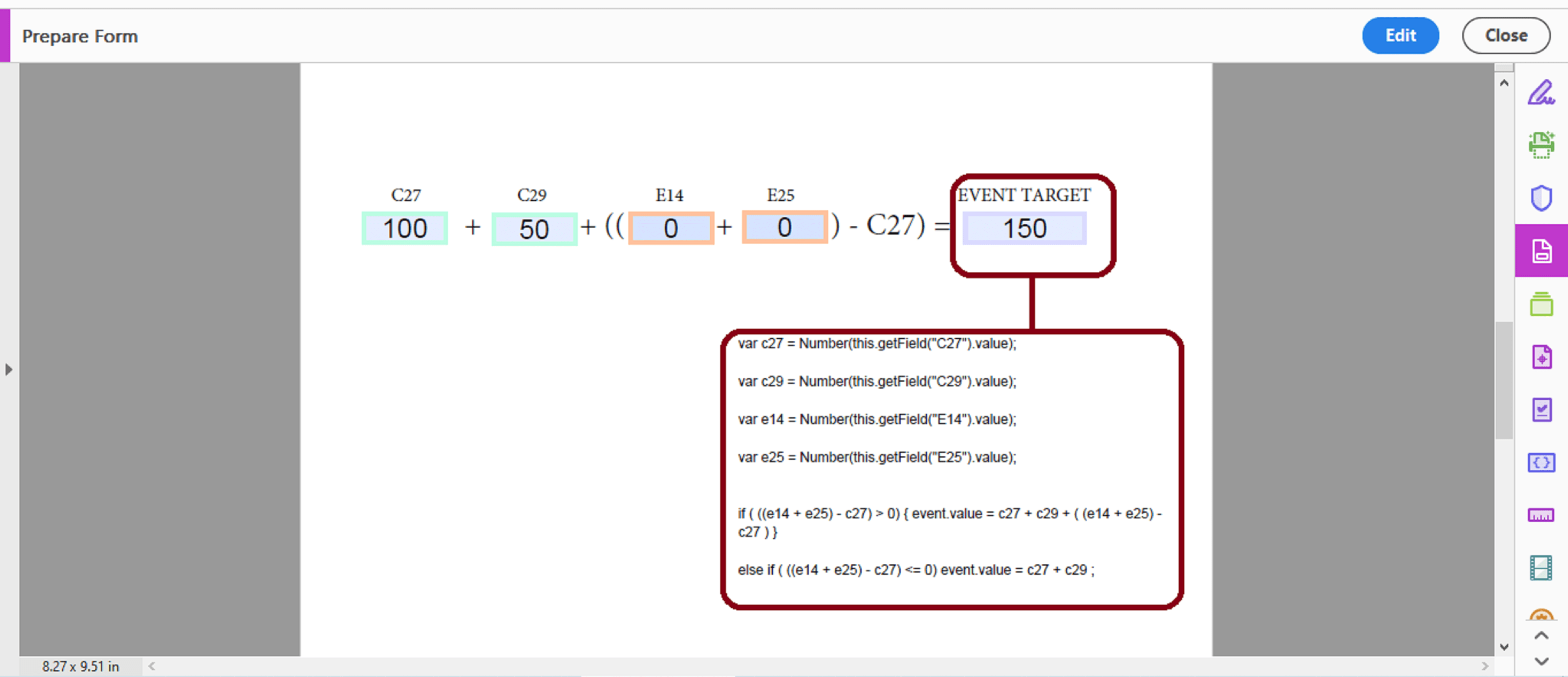 Solved Help changing a excel formula to javascript Adobe Community