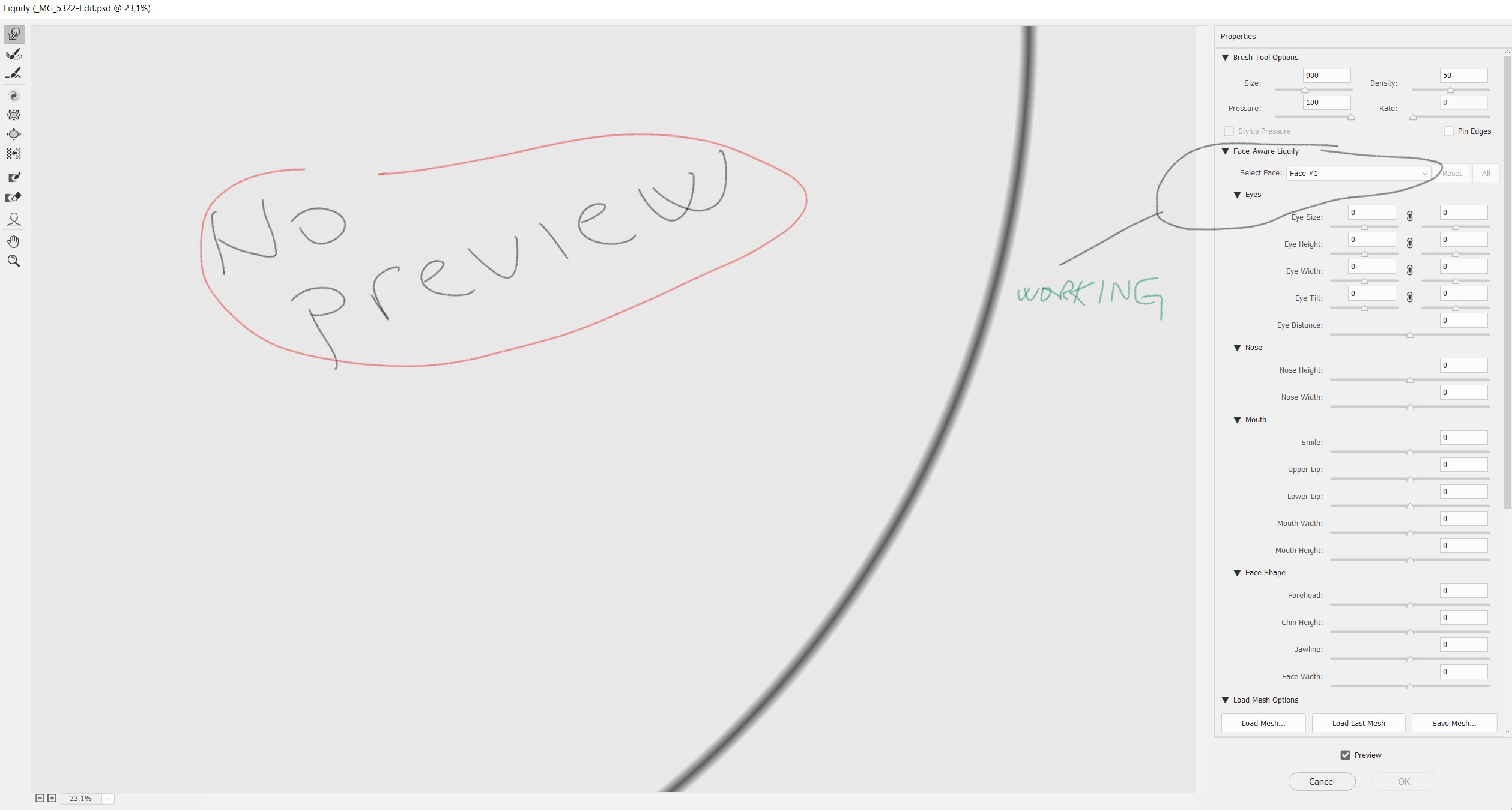 liqufy tool, preview doesn't work Adobe Community 11798811