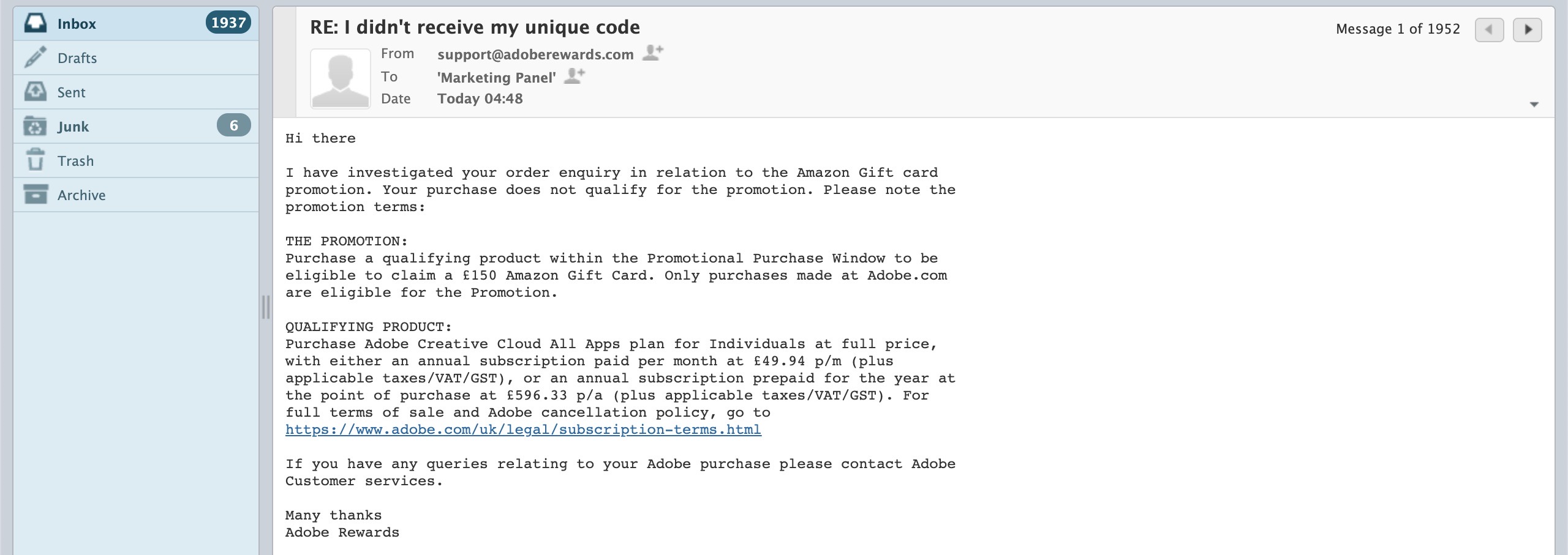 Solved is it a scam ? 150£ amazon gift card Adobe Community 11871250