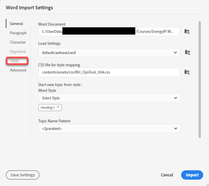Solved Import Word Table Table Settings Greyed Out Adobe Support