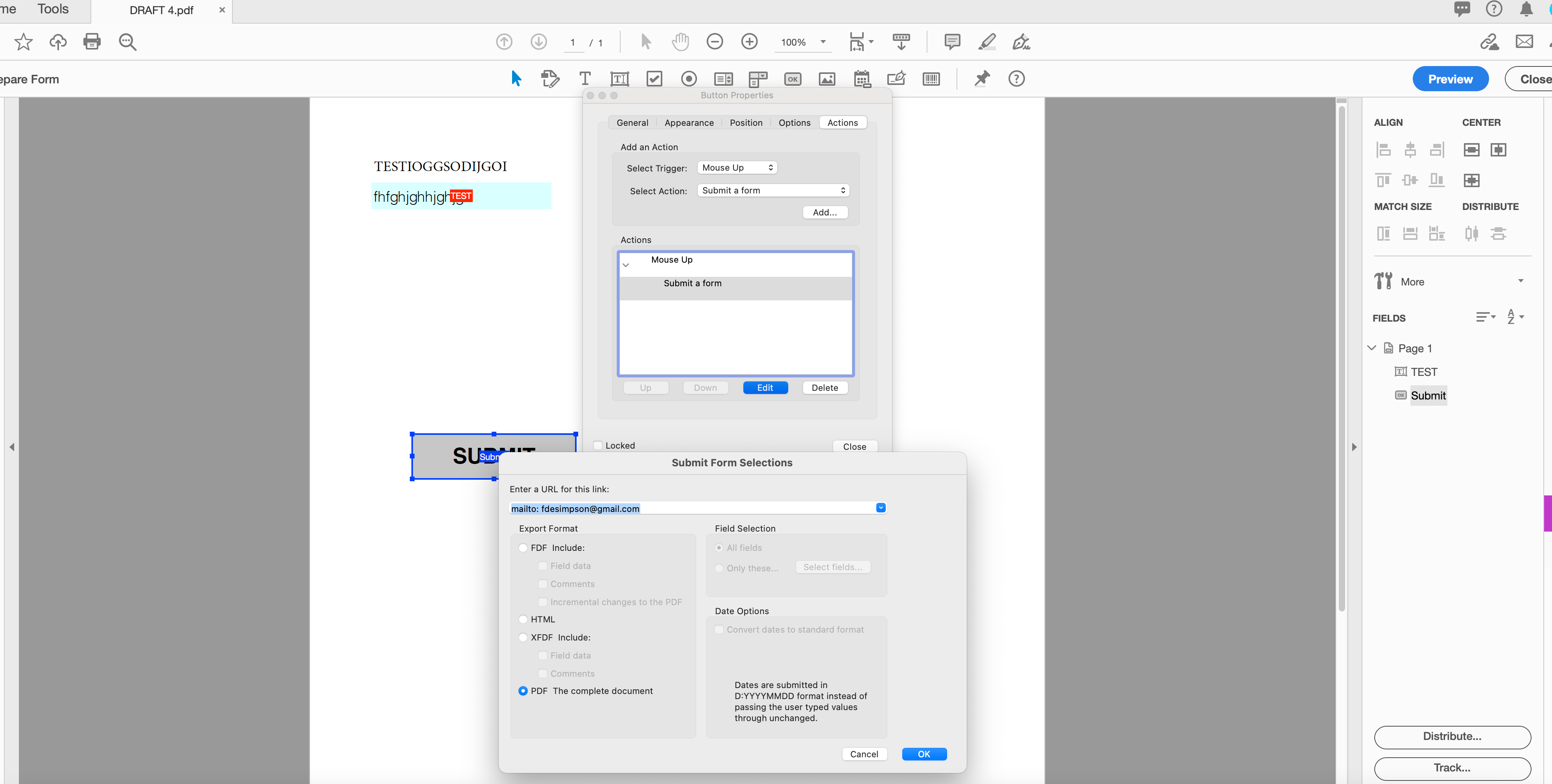 Submit form button to email= bad parameter Adobe Support Community