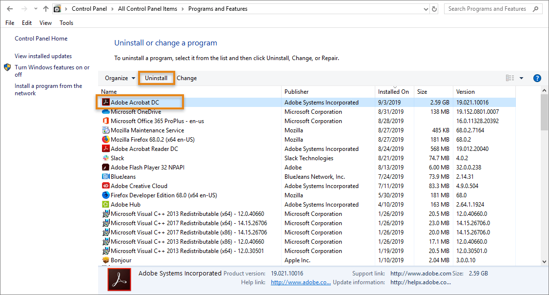 Acrobat DC opens for few seconds and closes after Adobe Support
