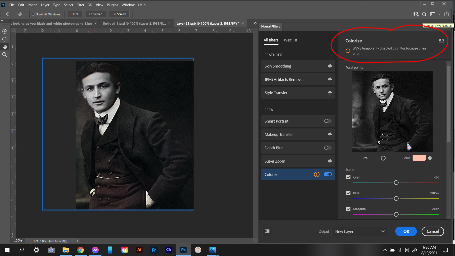 P Neural Filters not working "we've temporari... Adobe Community