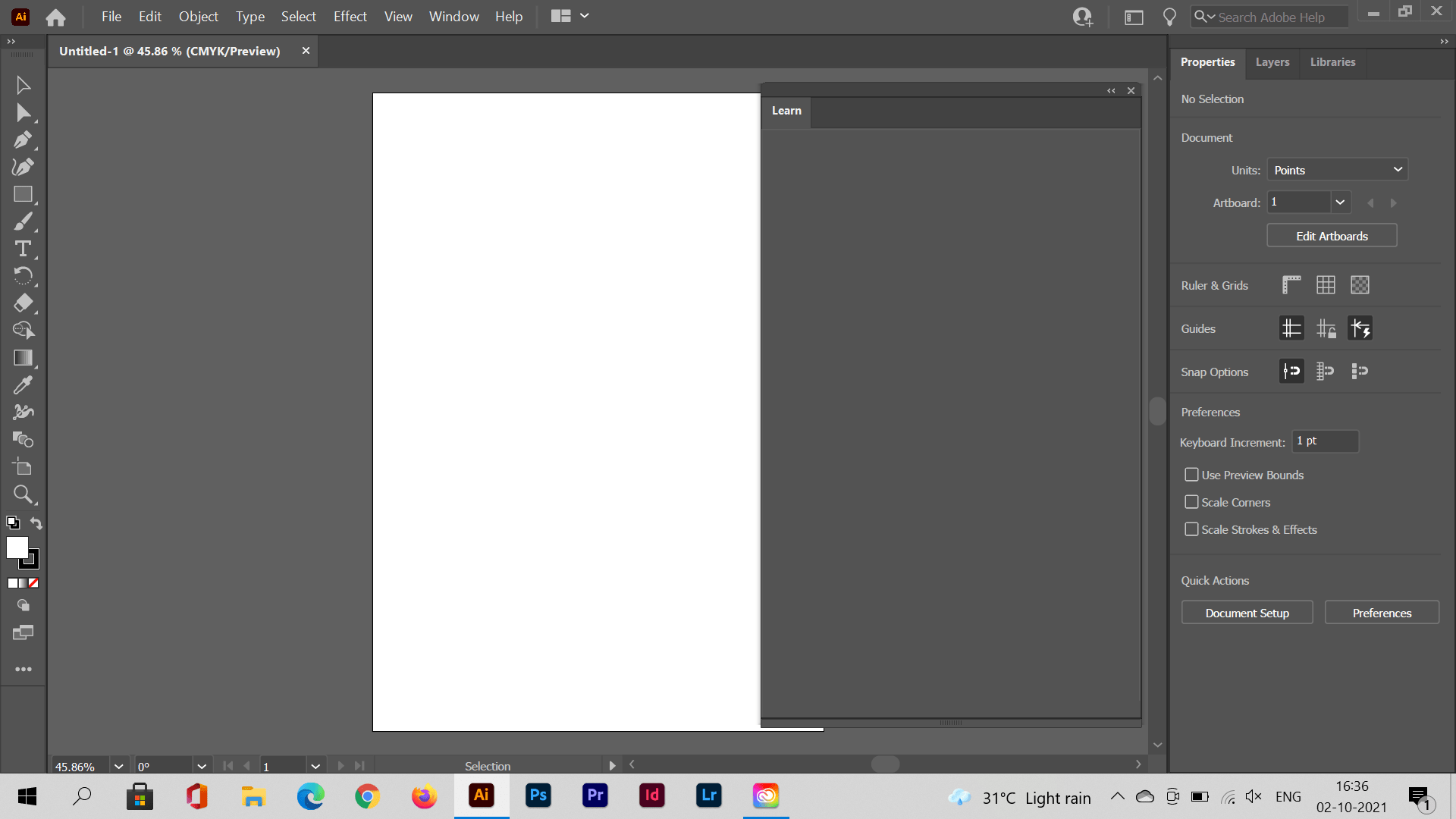 Learn feature is not working In Illustrator. Adobe Community 12424471