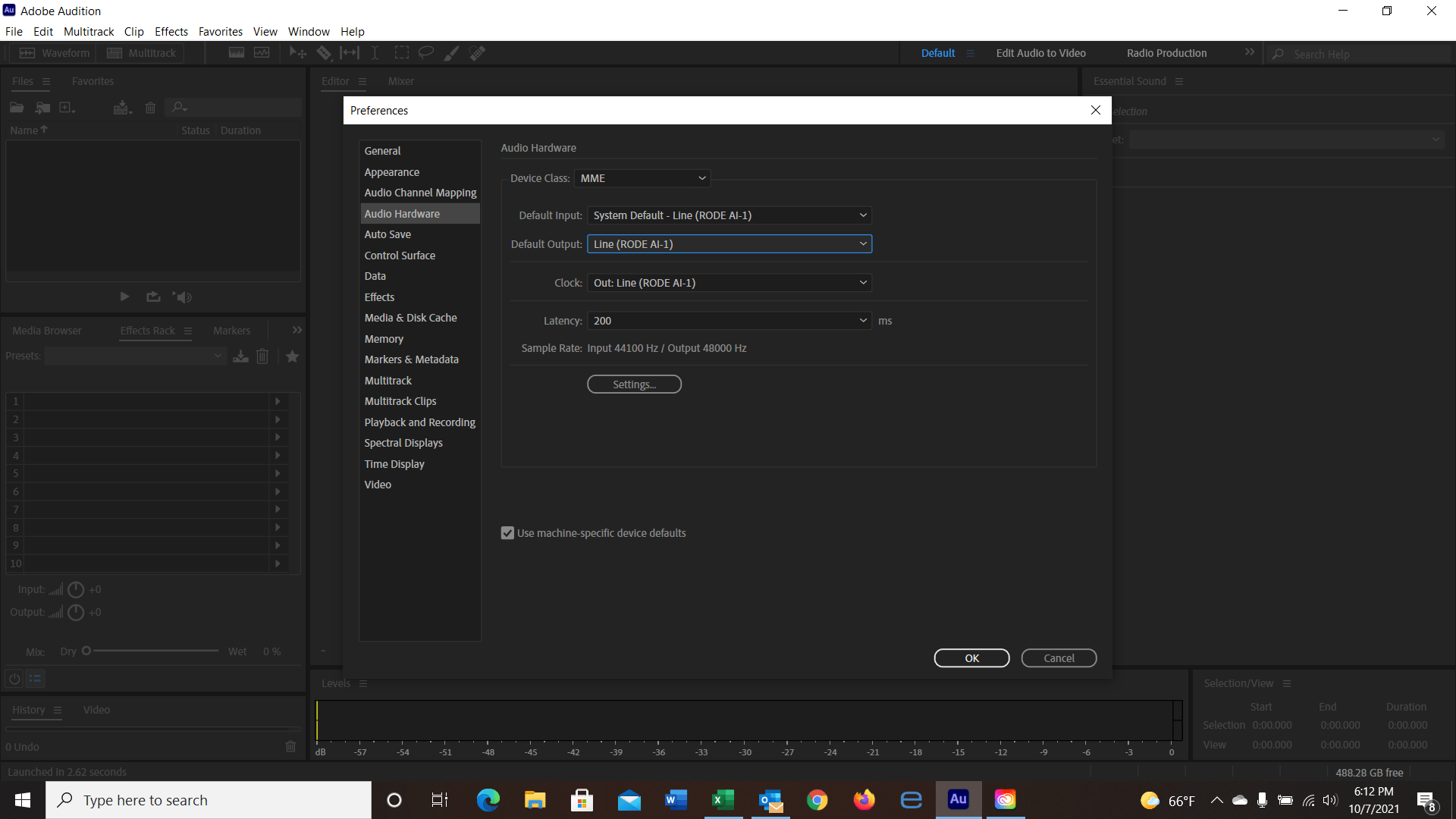 Rode Mic not working in Audition but works perfect... Adobe Community