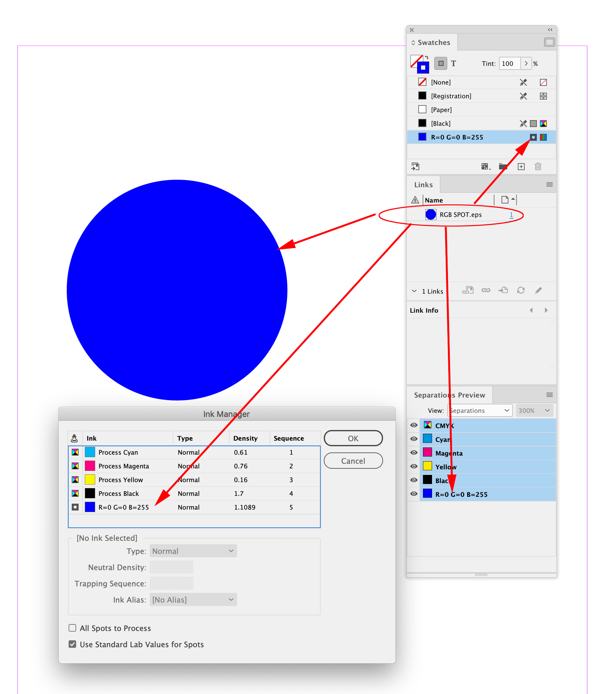 Solved InDesign Displays my RGB Blue 0,0,255 as dull CMYK... Adobe