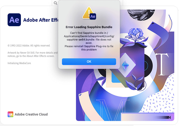 After Effects Error on Startup Adobe Community 12990624