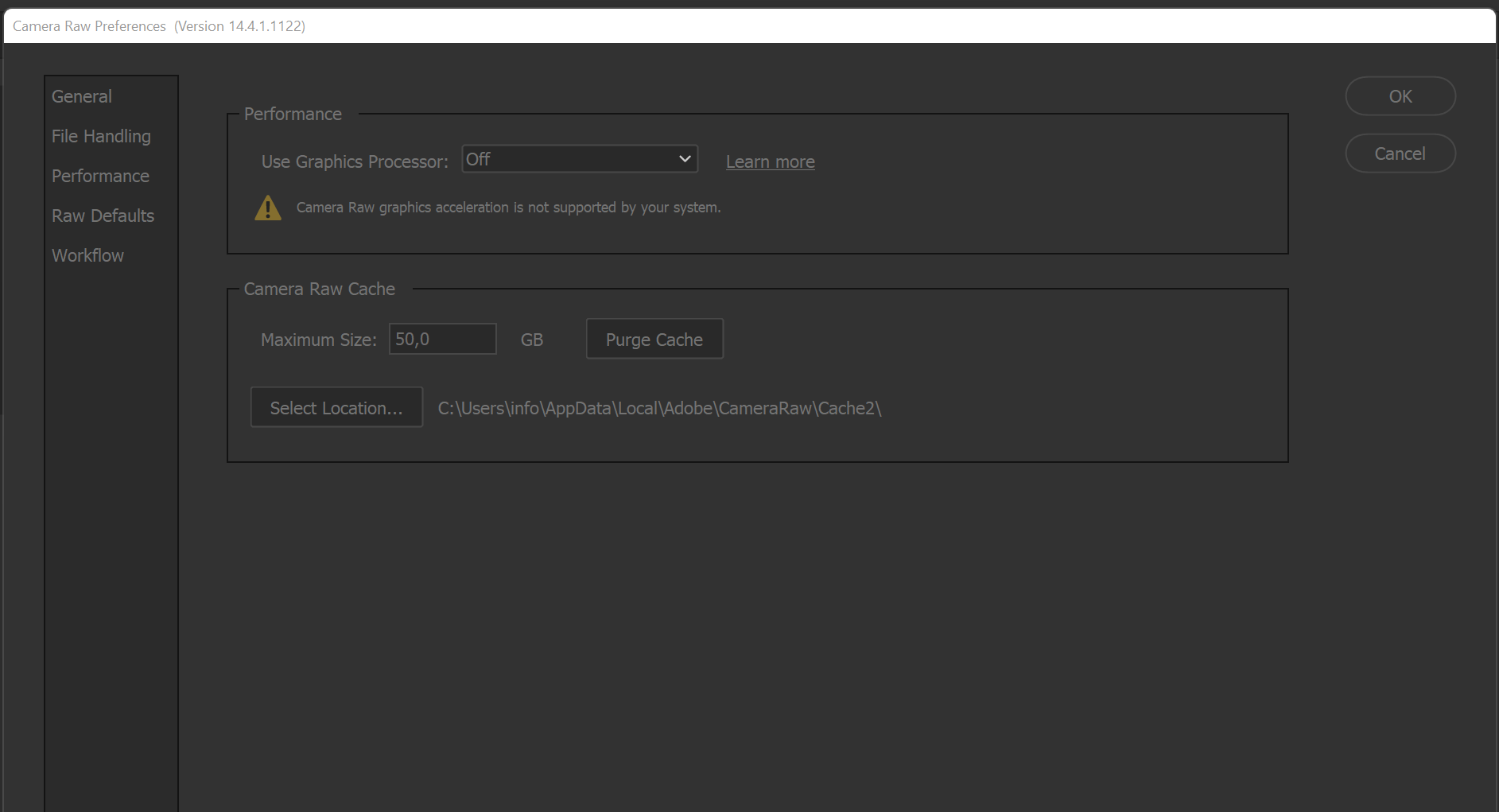 Camera Raw don't use the RTX3050 Adobe Community 13096822