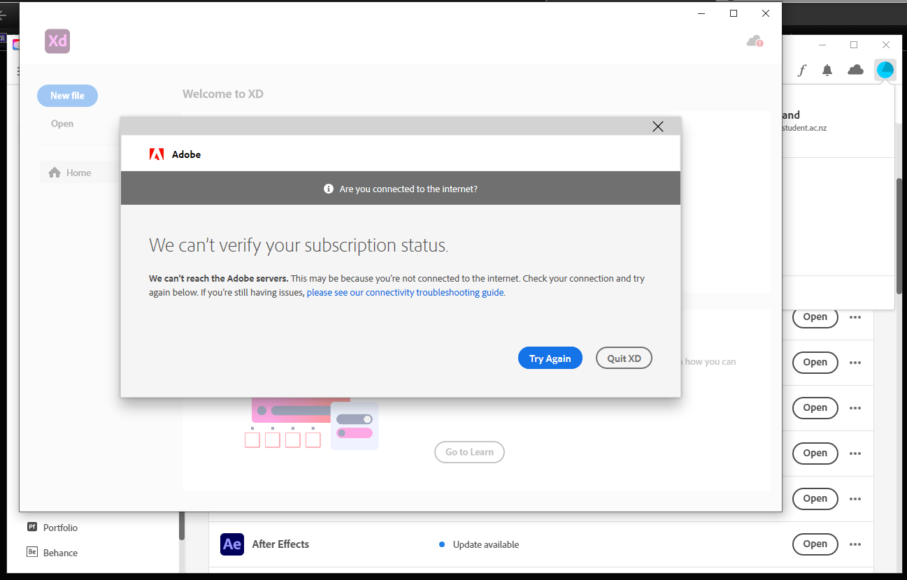 "Can't Verify Your Subscription Status" Cant rea... Adobe Support
