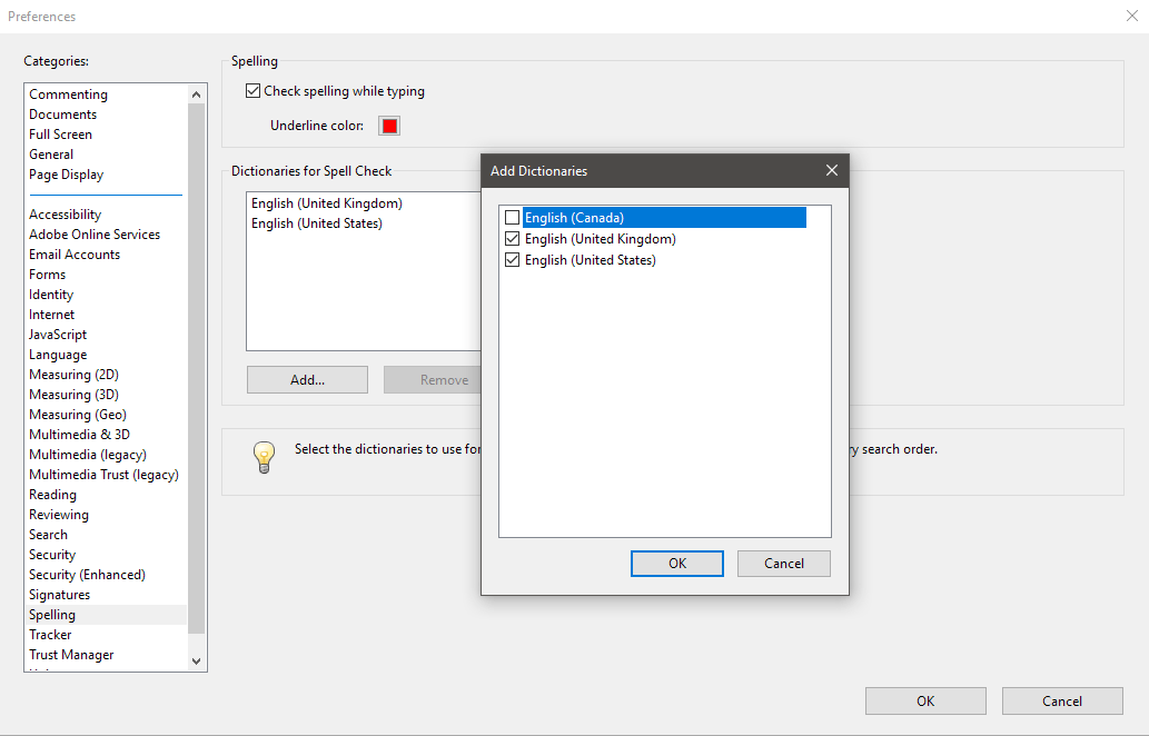 Only 3 spelling dictionaries available Adobe Support Community 13192412