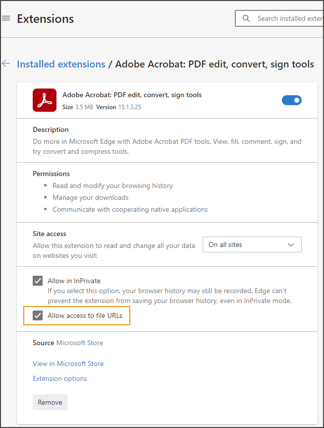 Enable Adobe Acrobat extension for Microsoft Edge Adobe Community