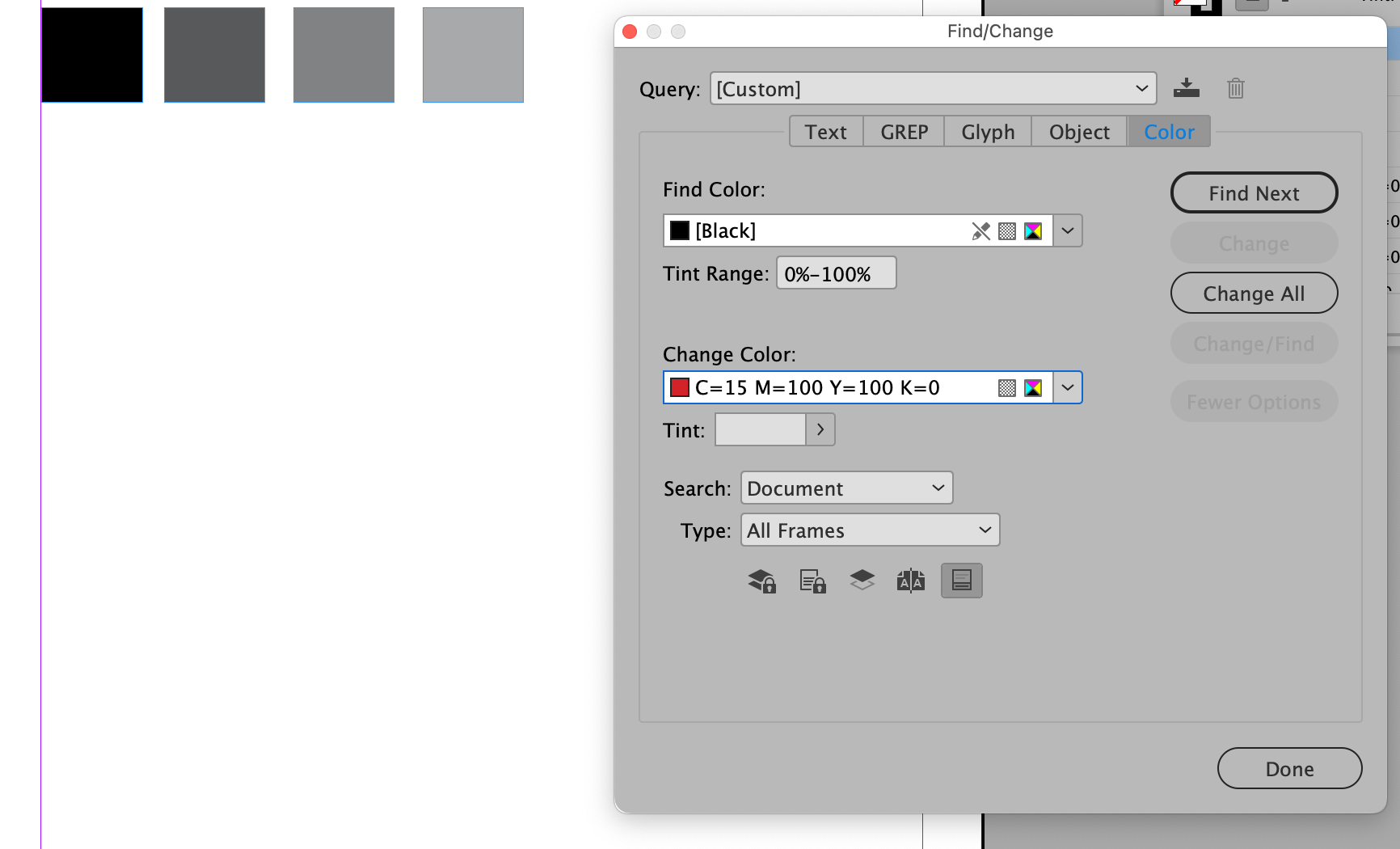 Find color tint range not working in InDesign 2023 Adobe Support