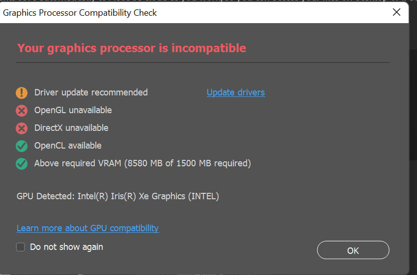 OPENGL AND DIRECTX UNAVAILABLE Adobe Support Community 13480597