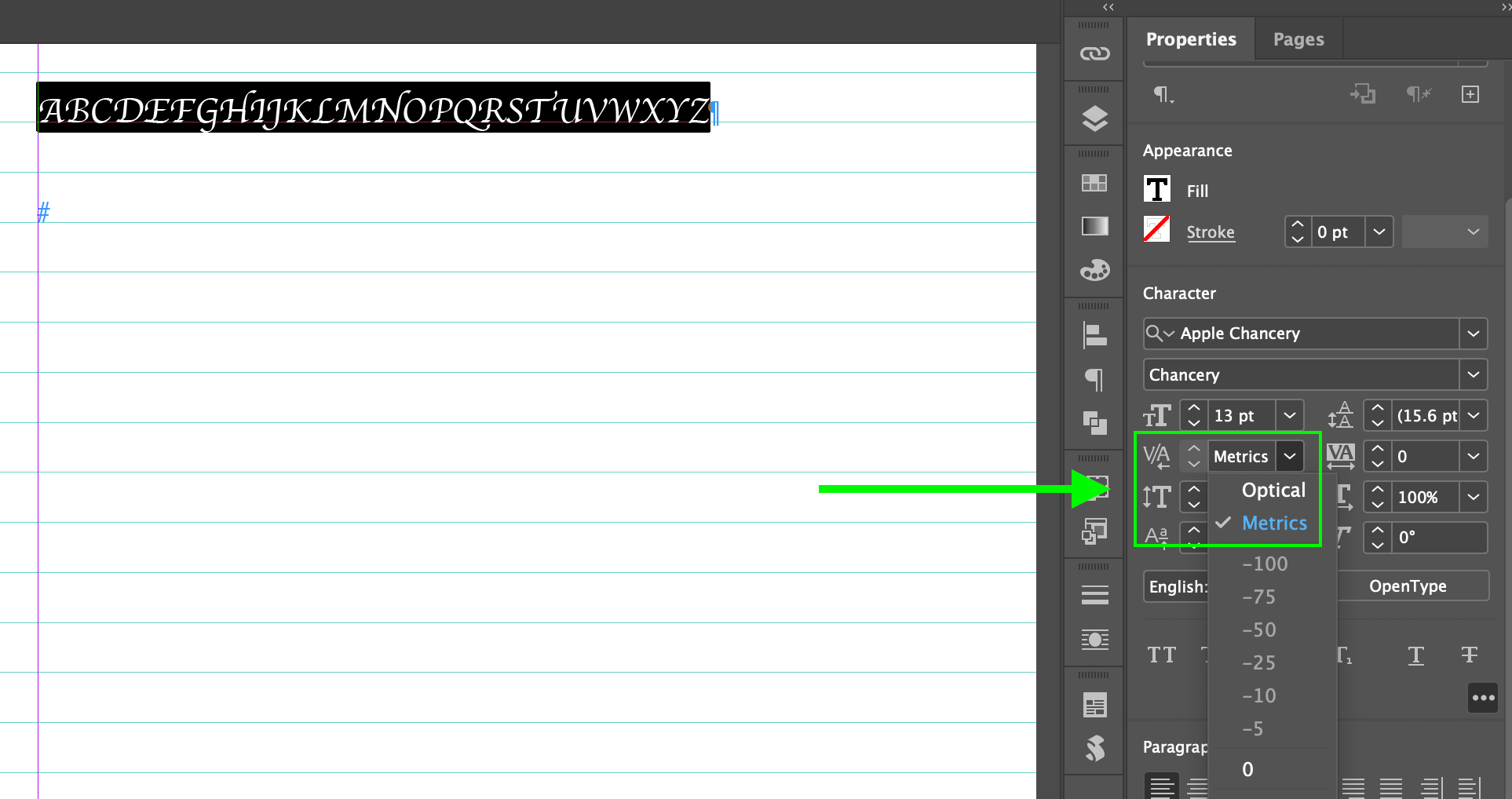 Solved Optical and Metrics in kerning Adobe Community 13482016