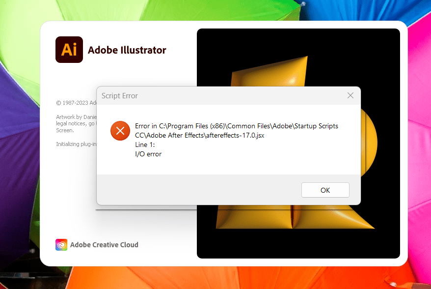 Solved Error Loading Plugins Illustrator on Windows Adobe